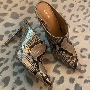 Express size 8 snakeskin mules
